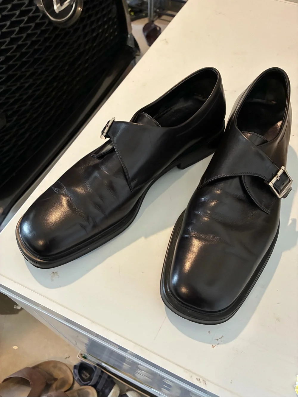 Men’s Salvatore Ferragamo Black Monk Strap Leather Dress Shoes. Size 11.5 (45)